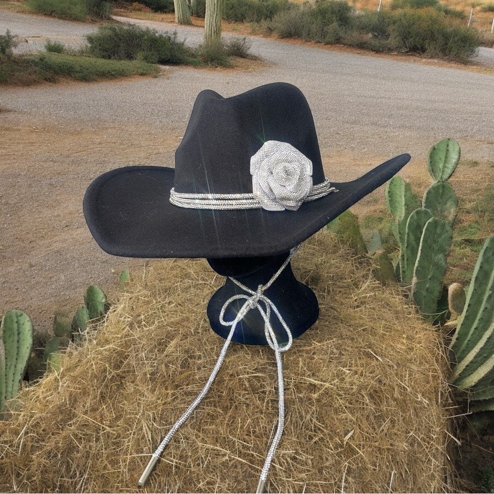 Black Diamond Rose Cowgirl Hat